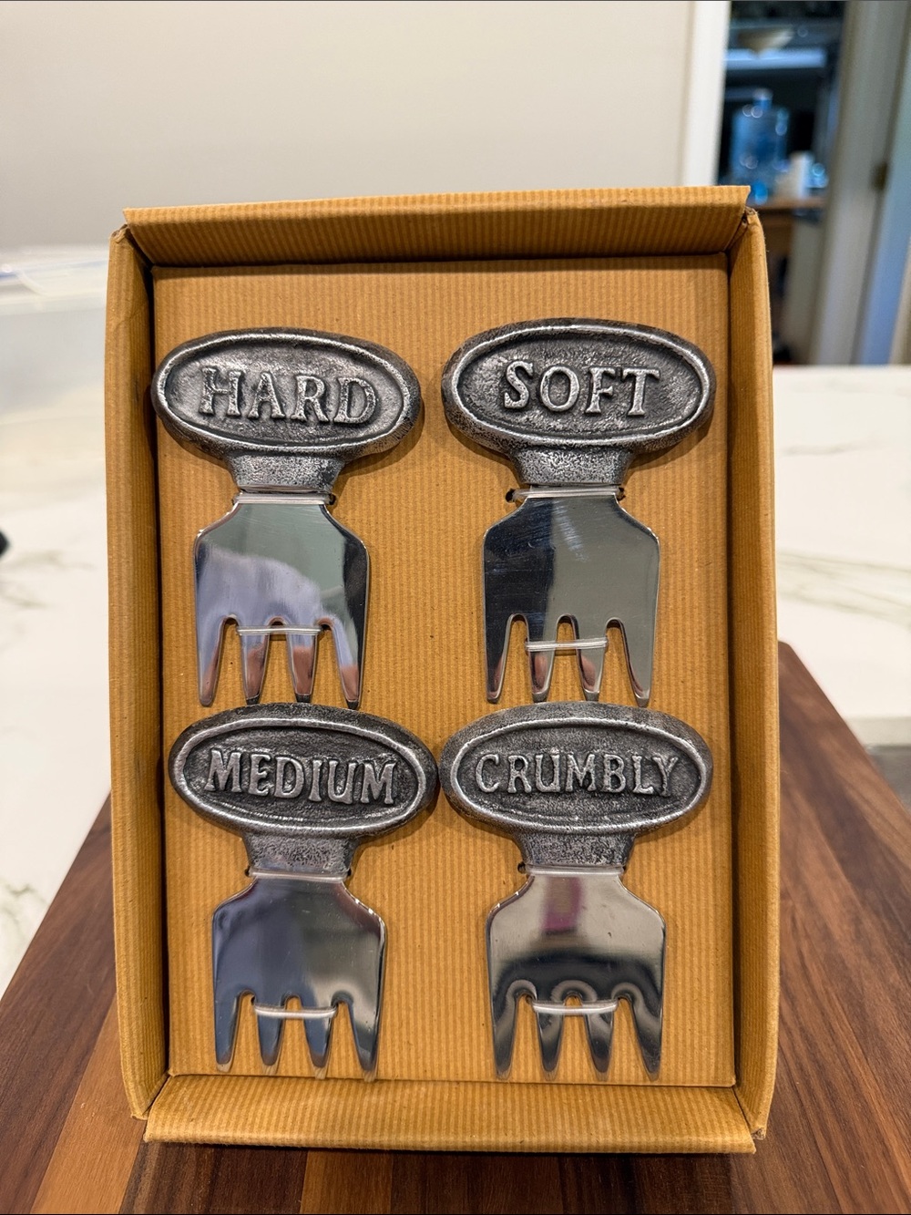 Cheese Markers Set - Silver Tone Hard, Soft, Medium, Crumbly Metal Labels